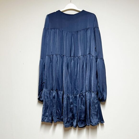NWT & Merci Slate Blue Long Sleeve Tiered Baby Doll Dress Sz M - Picture 6 of 9